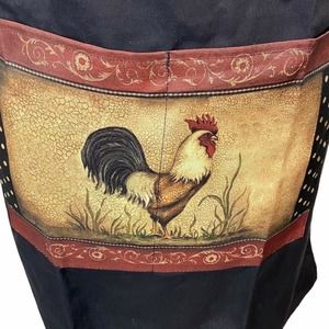 Rooster Kitchen Apron America At Home Unisex Black Lightweight Tie Size OS